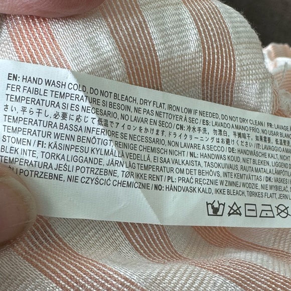 Moon River Puff Sleeve Tiered Peach Stripe Maxi Dress Women's Sz Small W/ Lining - Picture 5 of 5